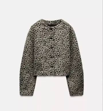 ZARA 레오파드 무늬 노카라 자켓