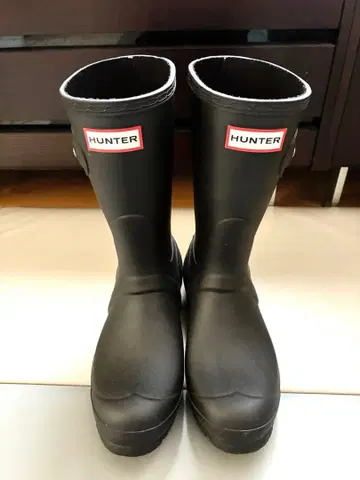 HUNTER 블랙 장화 숏 버클 포함 23cm