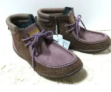 새상품 ELLE SPORT 색상/핑크 퍼플 스웨이드 숏부츠 24cm