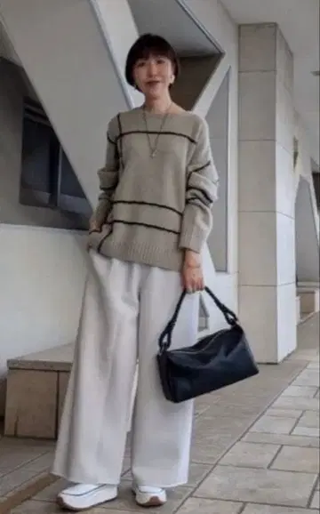 BEARDSLEY 리플 종이상자 허리 리브 팬츠 S