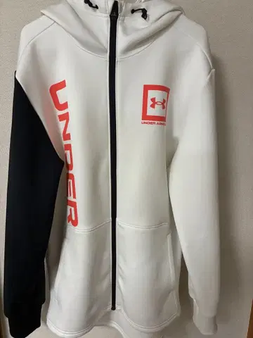 UNDER ARMOUR 풀 집업 후드티 화이트/블랙