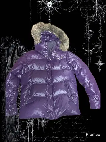 GAP 퍼 다운 재킷 퍼플 그런지 y2k 헤이세이 시크 스타일