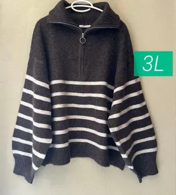 새상품 3L 지퍼 니트 풀오버 여성용 빅 사이즈 플러스 사이즈