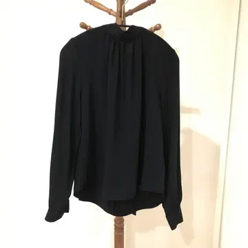 미사용 백 리본 블라우스 소쥬 네이비