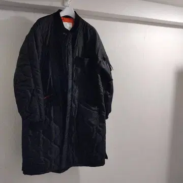 퀼팅 롱 자켓 블랙