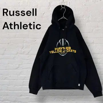 90년대 후기 RussellAthletic 칼리지 풋볼 후드티 블랙 M
