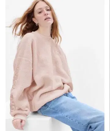 갭 로고 보아 맨투맨 핑크 여성용 갭 맨투맨