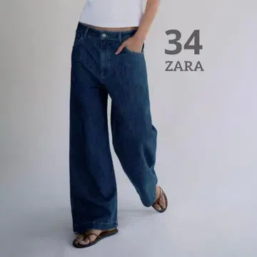 ZARA 와이드 레그 데님 팬츠 택 포함 미사용 새상품 34