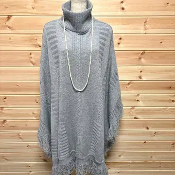 최고급 Le CENTE 레센트 캐시미어 100% 니트 판초 롱 기장