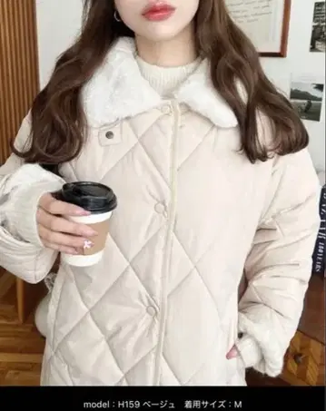 다운 코트 다운 자켓 칼라 퍼 매트 폴리에스테르 다이아 퀼트