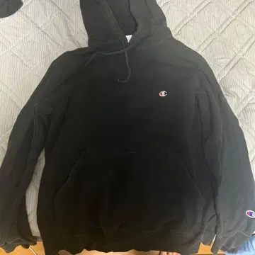 Champion 블랙 후드티 X-LARGE