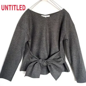 언타이틀 블라우스 리본 울 크롭 그레이