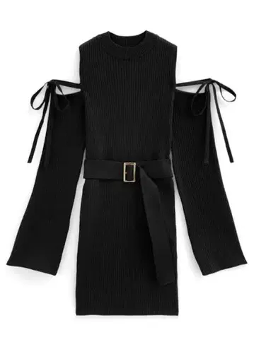 GRL 벨트 포함 오픈 숄더 니트 원피스