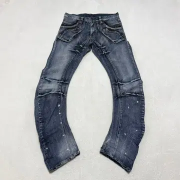 00s archive PPFM 바나나 데님 기믹 변형 입체 재단 y2k