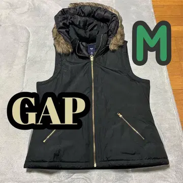 GAP 퍼 후드 다운 베스트 M 블랙