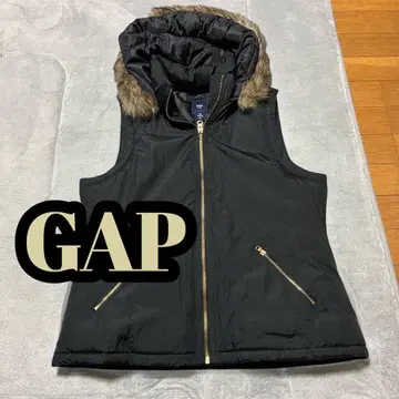GAP 퍼 후드 다운 베스트 M 블랙