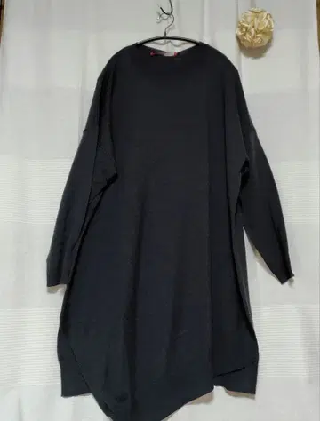 택 포함 미착용 다크 그레이 비대칭 긴팔 튜닉