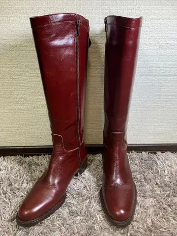 컨디션 최상 디세트디세트 롱 부츠 레드 브라운 낮은 힐 22cm