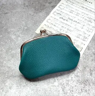 모자 가마구치 미니 지갑 소가죽 피콕 그린