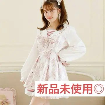 리즈리사 LIZLISA Sewing Bear 패턴 셋업 화이트