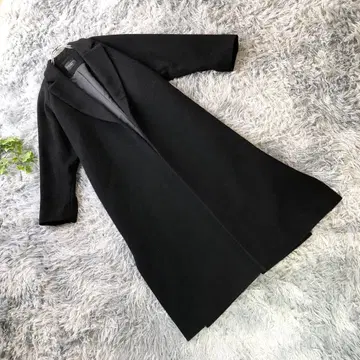 VERMEIL [ 36 ] 블랙 노카라 롱 코트 울 100% 고급