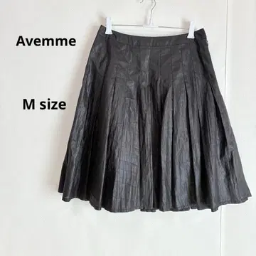 Avemme 아벤메 플리츠 스커트 M 블랙 무릎 기장 플레어