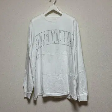 New Island 화이트 로고 프린트 긴팔 티셔츠 X-LARGE