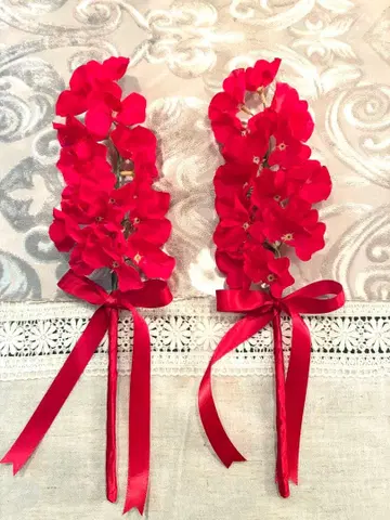 빨간색 스위트피, 조화, 핸드메이드, 2다발 세트