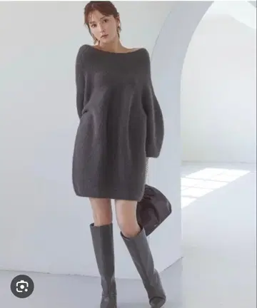 [택 포함 새상품] SNIDEL 라쿤 미니 니트 원피스 그레이