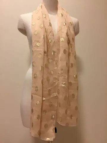 긴자 와코 이탈리아제 핑크 쉬폰 스톨