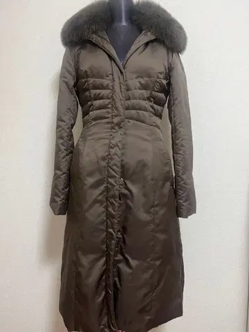 브라운 퍼 다운 롱 코트