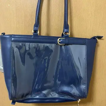 자카마트 이타백 2way 버클 벨트 인조 가죽 토트백 네이비