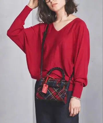 UNITED ARROWS UBCB V넥 돌먼 슬리브 니트