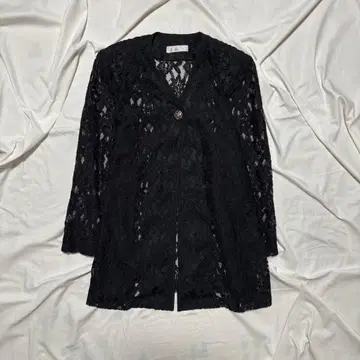 레이스 롱 가디건 꽃무늬 원 버튼 포멀 겉옷