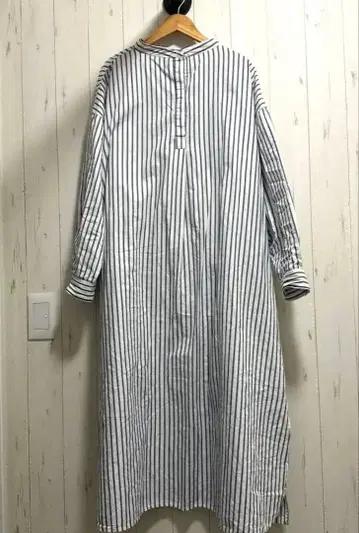 ichi 스트라이프 밴드 카라 셔츠 원피스