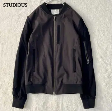 STUDIOUS MA-1 블루종 집업 노카라 절개