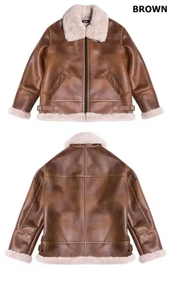 브라운 퍼 옷깃 무스탕 코트