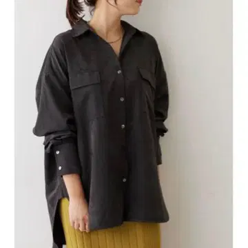 제나 에스파스 메르베유 피치 스킨 포켓 빅 셔츠 차콜 그레이