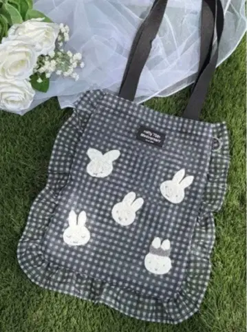 MIIA x miffy 깅엄 메쉬 토트 미피 콜라보 블랙