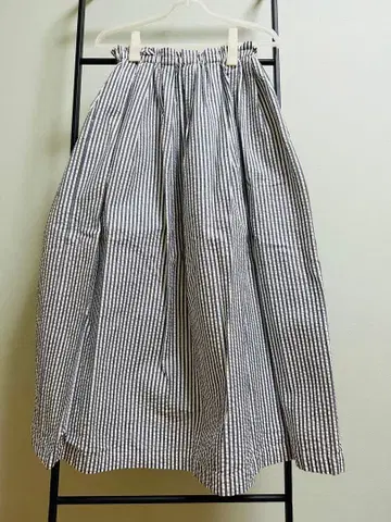 허그아워 스트라이프 개더 스커트 허리밴딩