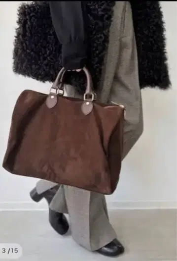 시타 파란티카 브라운 스웨이드 보스턴 백