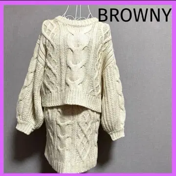 BROWNY 케이블 니트 셋업 아이보리