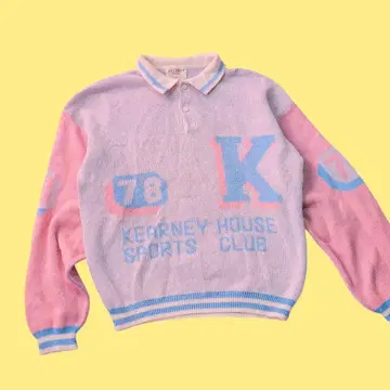 팬시 니트 트레이닝복 80s 90s 구제 의류 귀여운 파스텔 컬러
