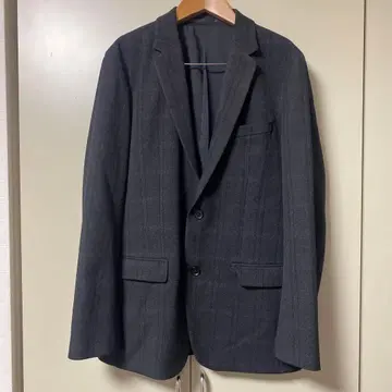 PLIST 다크 그레이 체크 무늬 테일러드 자켓