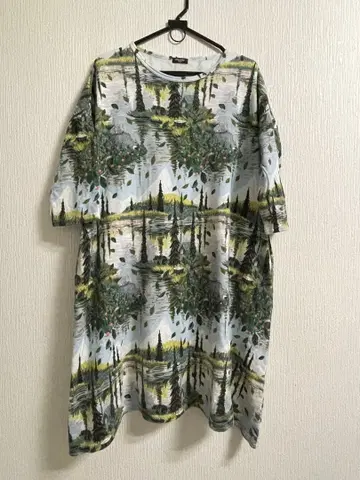 Marble SUD 풍경 프린트 7부 소매 원피스 속기모 다람쥐 산 호수