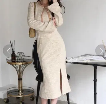 ROYAL PARTY 컷 트위드 앙상블 원피스