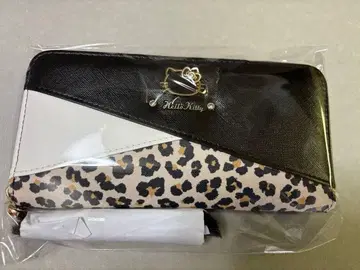 헬로키티 레오파드 무늬 쓰리가죽 라운드 지갑 장지갑