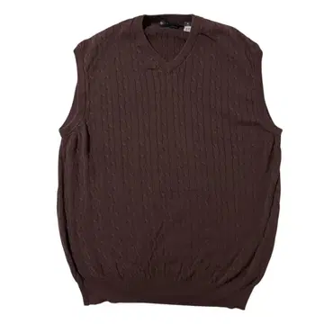 USA 구제 의류 케이블 니트 베스트 V넥 무지 브라운 X207