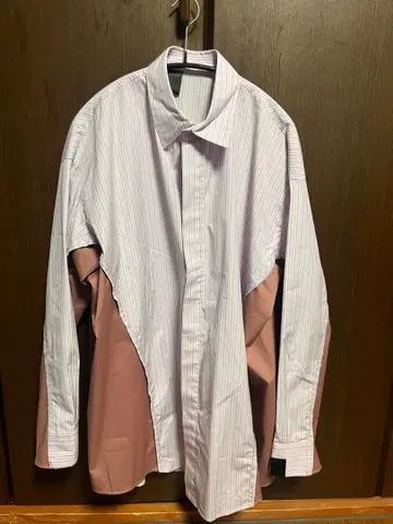 미사용 새상품 N 할리우드 빅 실루엣 셔츠 퍼플 스트라이프 긴팔 36