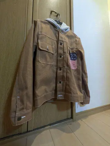 [ 새상품급 ] 후드 부착 점퍼 미국 국기 포켓 부착 타미힐피거